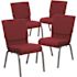Carnegy Avenue 18.5 in. Burgundy Fabric/Silver Vein Frame Church Chair (Set of 4)
