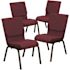 Carnegy Avenue 18.5 in. Burgundy Patterned Fabric/Gold Vein Frame Church Chair (Set of 4)