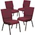 Carnegy Avenue 18.5 in. Burgundy Patterned Fabric/Gold Vein Frame Church Chair (Set of 4)