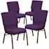 Carnegy Avenue 18.5 in. Royal Purple Fabric/Gold Vein Frame Church Chair (Set of 4)