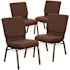 Carnegy Avenue 18.5 in. Brown Fabric/Gold Vein Frame Church Chair (Set of 4)