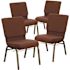 Carnegy Avenue 18.5 in. Brown Fabric/Gold Vein Frame Church Chair (Set of 4)