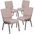 Carnegy Avenue 18.5 in. Gray Dot Fabric/Silver Vein Frame Church Chair (Set of 4)