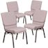 Carnegy Avenue 18.5 in. Gray Dot Fabric/Silver Vein Frame Church Chair (Set of 4)