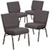 Carnegy Avenue 21 in. Dark Gray Fabric/Silver Vein Frame Church Chair (Set of 4)