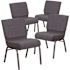 Carnegy Avenue 21 in. Dark Gray Fabric/Silver Vein Frame Church Chair (Set of 4)