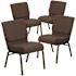 Carnegy Avenue 21 in. Brown Fabric/Gold Vein Frame Church Chair (Set of 4)
