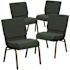 Carnegy Avenue 21 in. Hunter Green Dot Patterned Fabric/Gold Vein Frame Church Chair (Set of 4)