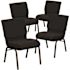 Carnegy Avenue 21 in. Black Dot Patterned Fabric/Gold Vein Frame Church Chair (Set of 4)