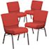 Carnegy Avenue 21 in. Crimson Fabric/Silver Vein Frame Church Chair (Set of 4)