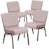 Carnegy Avenue 21 in. Gray Dot Fabric/Silver Vein Frame Church Chair (Set of 4)
