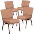 Carnegy Avenue 21 in. Caramel Fabric/Copper Vein Frame Church Chair (Set of 4)