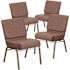 Carnegy Avenue 21 in. Brown Dot Fabric/Gold Vein Frame Church Chair (Set of 4)