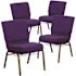 Carnegy Avenue 21 in. Royal Purple Fabric/Gold Vein Frame Church Chair (Set of 4)