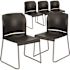 Hercules Series Black Plastic 880 lb Capacity Full Back Contoured Stack Chair w/ Gray Powder Coated Sled Base (Set of 5)