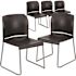 Hercules Series Black Plastic 880 lb Capacity Full Back Contoured Stack Chair w/ Gray Powder Coated Sled Base (Set of 5)