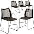 Hercules Series Black Plastic 661 lb. Capacity Stack Chair w/ Air-Vent Back and Black Powder Coated Sled Base (Set of 5)