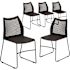 Hercules Series Black Plastic 661 lb. Capacity Stack Chair w/ Air-Vent Back and Black Powder Coated Sled Base (Set of 5)