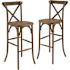 Carnegy Avenue 30" H Dark Antique Wood Cross Back Bar Stools (Set of 2)