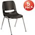 Carnegy Avenue Black Plastic/Chrome Frame Plastic Stack Chairs (Set of 5)