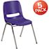 Carnegy Avenue Navy Plastic/Chrome Frame Plastic Stack Chairs (Set of 5)