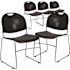 Carnegy Avenue Black Plastic/Chrome Frame Plastic Stack Chairs (Set of 5)