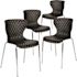 Black Lowell Contemporary Plastic Stacking Waiting Room Chairs, Lobby Chairs with Patterned Back and Seat (Set of 4)