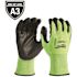 Milwaukee Medium High Visibility Level 3 Cut Resistant Polyurethane Dipped Work Gloves
