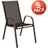 Carnegy Avenue Brazos 21.25 in. 5-Person Black Metal Frame Outdoor Stack Chair with Flex Comfort Material and Metal Frame