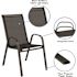 Carnegy Avenue Brazos 21.25 in. 5-Person Black Metal Frame Outdoor Stack Chair with Flex Comfort Material and Metal Frame