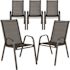 Carnegy Avenue Brazos 21.25 in. 5-Person Black Metal Frame Outdoor Stack Chair with Flex Comfort Material and Metal Frame