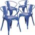 Carnegy Avenue Stackable Metal Outdoor Dining Chair in Blue (Set of 4)