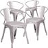 Carnegy Avenue Stackable Metal Outdoor Dining Chair in Silver (Set of 4)