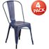 Carnegy Avenue Stackable Metal Outdoor Dining Chair in Antique Blue (Set of 4)