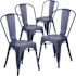 Carnegy Avenue Stackable Metal Outdoor Dining Chair in Antique Blue (Set of 4)