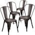 Carnegy Avenue Stackable Metal Outdoor Dining Chair in Black (Set of 4)
