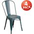 Carnegy Avenue Stackable Metal Outdoor Dining Chair in Kelly Blue-Teal (Set of 4)