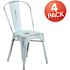Carnegy Avenue Stackable Metal Outdoor Dining Chair in Green-Blue (Set of 4)