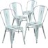 Carnegy Avenue Stackable Metal Outdoor Dining Chair in Green-Blue (Set of 4)