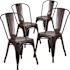 Carnegy Avenue Stackable Metal Outdoor Dining Chair in Black-Antique Gold (Set of 4)