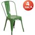 Carnegy Avenue Stackable Metal Outdoor Dining Chair in Green (Set of 4)