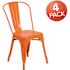 Carnegy Avenue Stackable Metal Outdoor Dining Chair in Orange (Set of 4)
