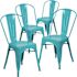 Carnegy Avenue Stackable Metal Outdoor Dining Chair in Crystal Teal-Blue (Set of 4)