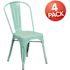 Carnegy Avenue Stackable Metal Outdoor Dining Chair in Mint Green (Set of 4)