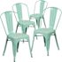 Carnegy Avenue Stackable Metal Outdoor Dining Chair in Mint Green (Set of 4)