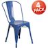 Carnegy Avenue Stackable Metal Outdoor Dining Chair in Blue (Set of 4)