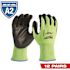 Milwaukee Small High Visibility Level 2 Cut Resistant Polyurethane Dipped Work Gloves (12-Pack)
