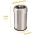 HLS COMMERCIAL 13 Gal. Round Open Top Stainless Steel Trash Can with Odor Filters