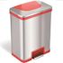 HLS COMMERCIAL 13 Gal. Pedal-Sensor Stainless Steel Trash Can with Red Trim and Odor Filter