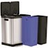 16 Gal. Stainless Steel Combo Step Pedal Recycle Bin and Trash Can with Removable Plastic Liners and Odor Filters